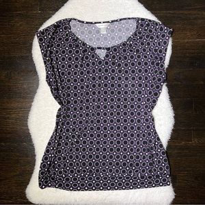 Christopher & Banks Purple and Black Sleeveless Blouse Large